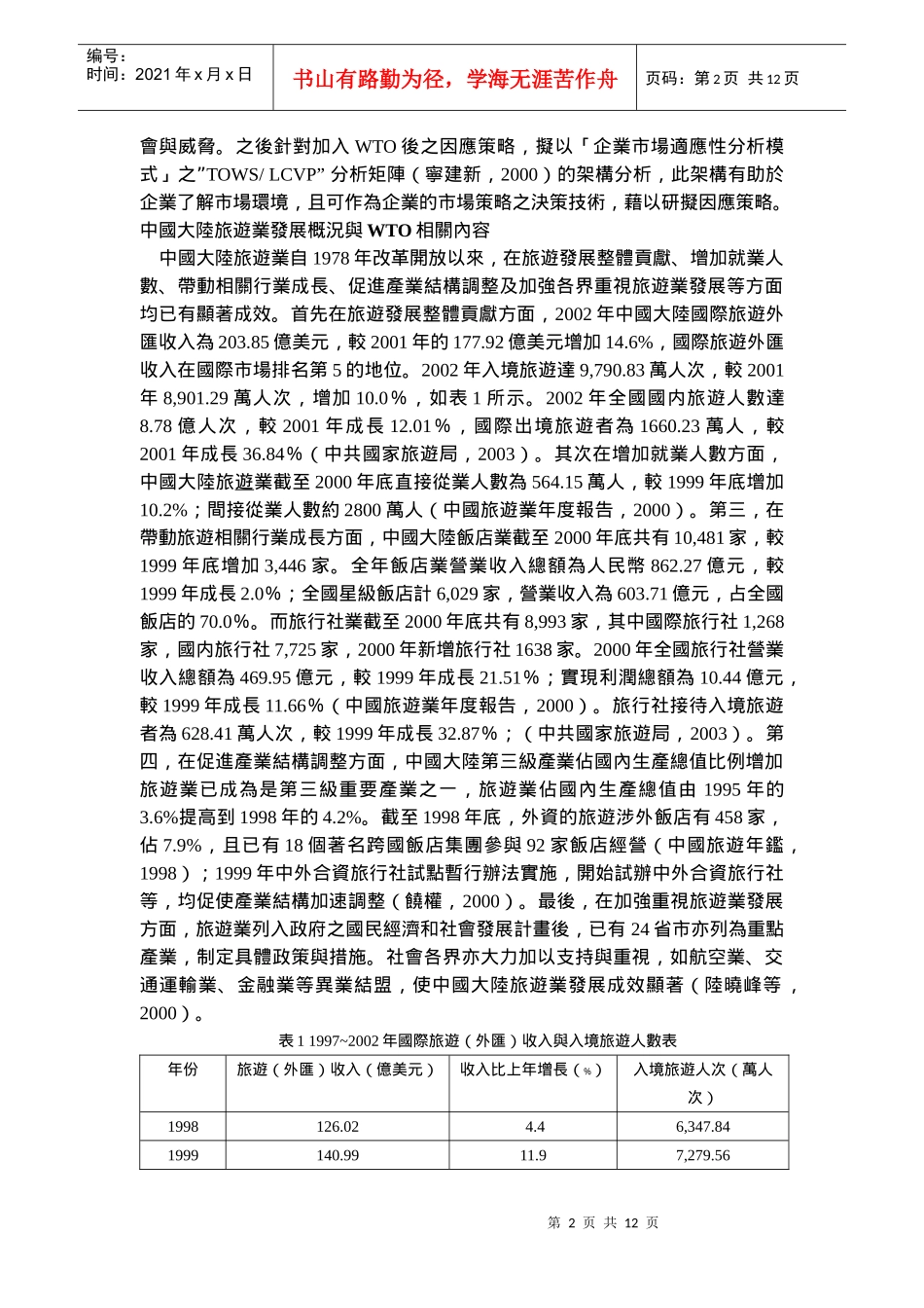 中国大陆加入WTO后对旅游业影响与因应策略之研究_第2页