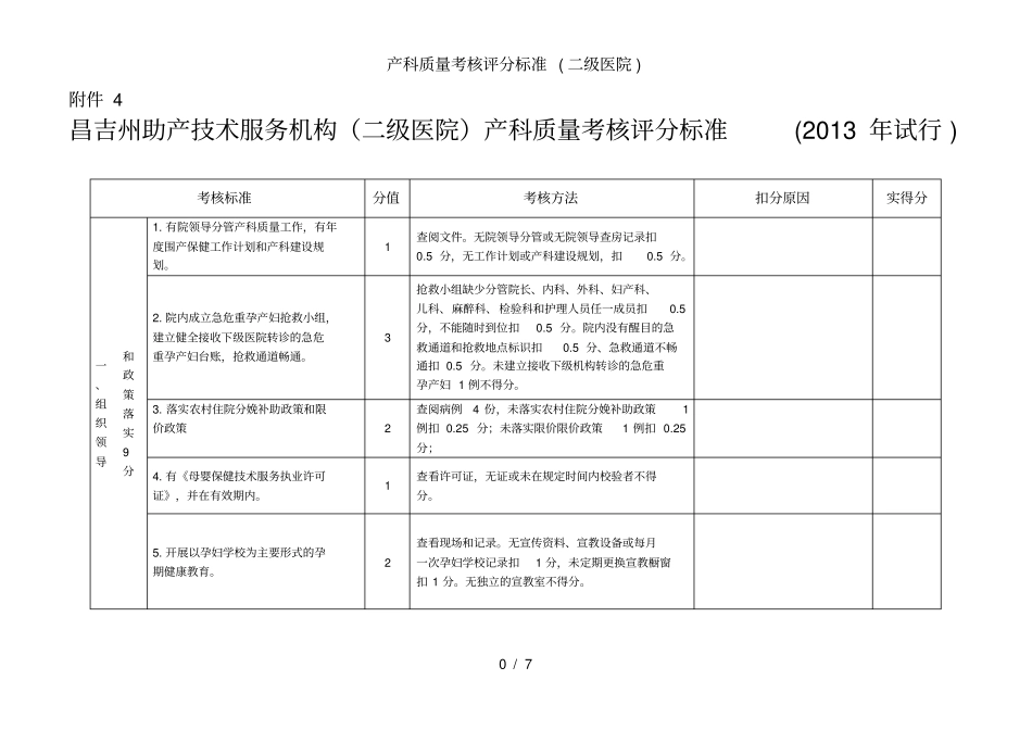 产科质量考核评分标准_第1页