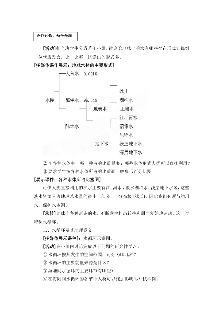 高中地理 教案2.3水圈和水循环鲁教版新课标高中必修1_第2页
