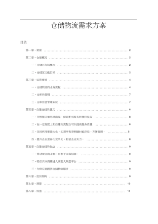 仓储物流需求方案