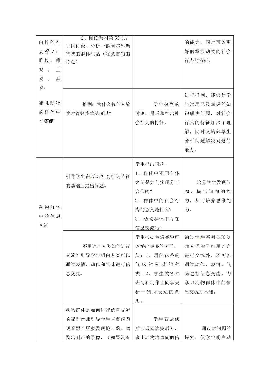 山东省新泰市放城镇初级中学八年级生物上册 社会行为教学设计 新人教版_第3页