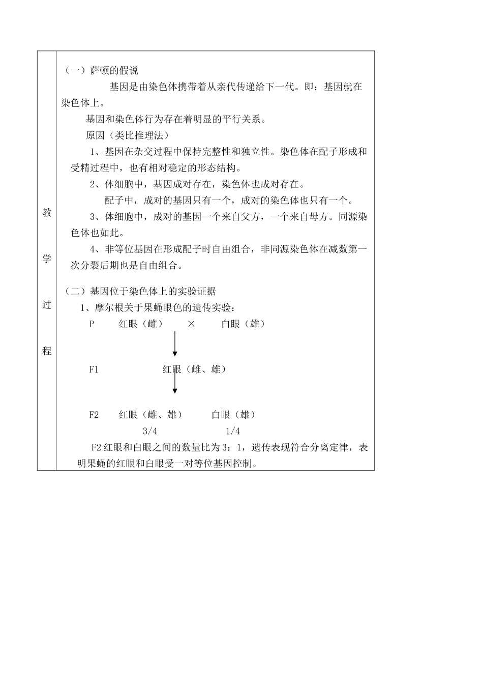 高中生物基因在染色体上教案2新课标 人教版 必修2_第2页