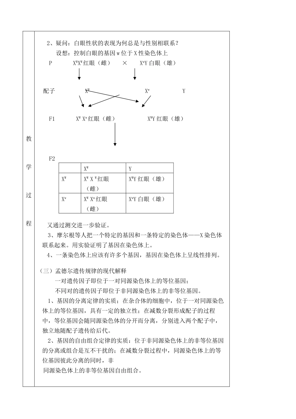 高中生物基因在染色体上教案2新课标 人教版 必修2_第3页