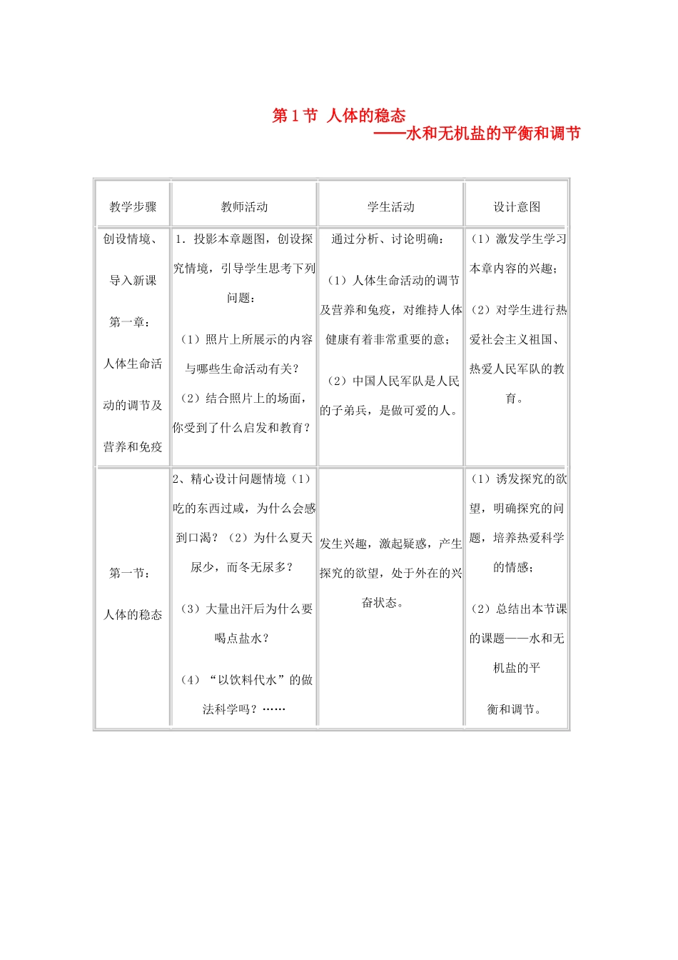 高中生物《人体的稳态》教案4 苏教版必修3_第1页