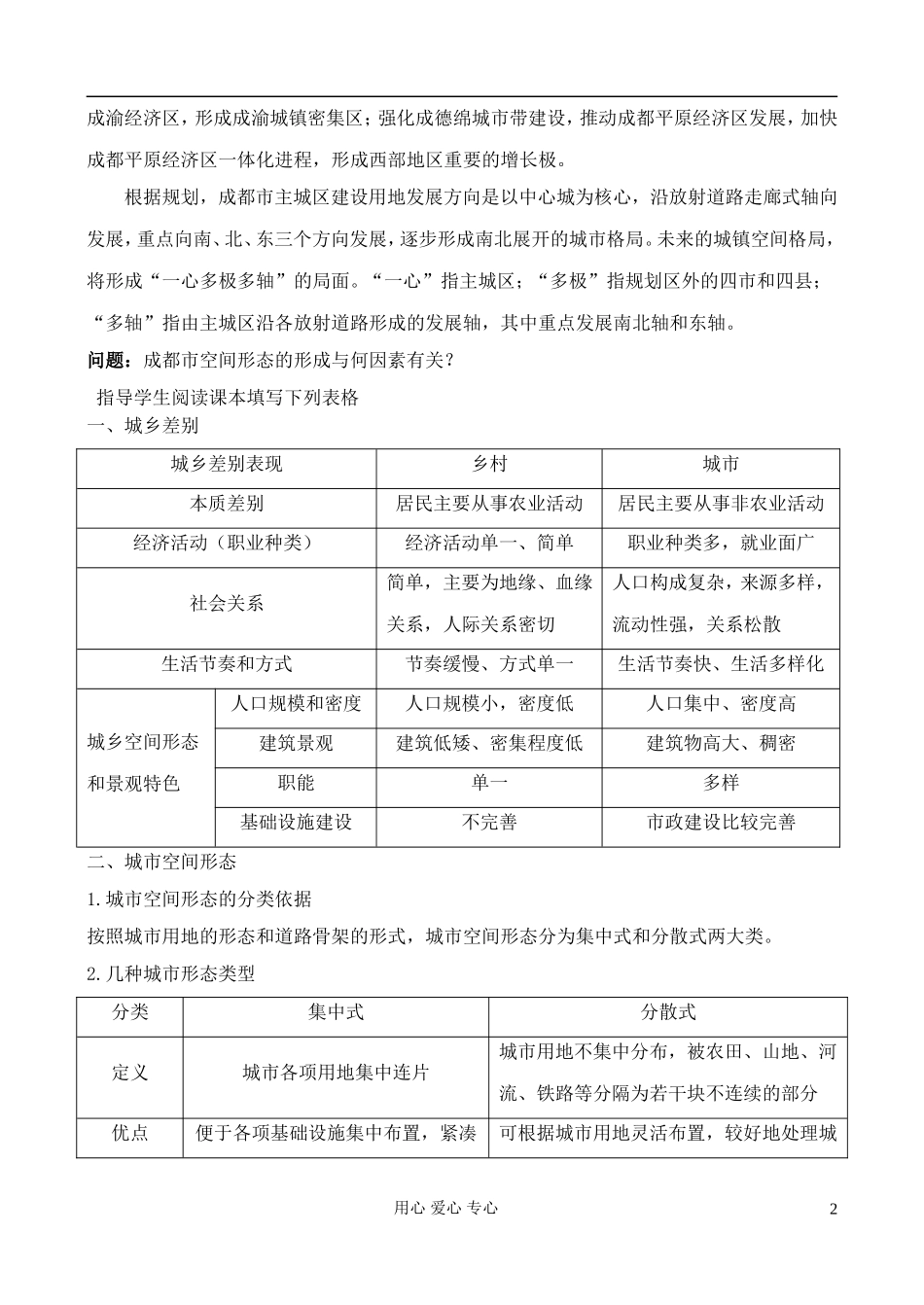 高中地理 2.1 城市与乡村的形态特征教案 中图版选修4_第2页