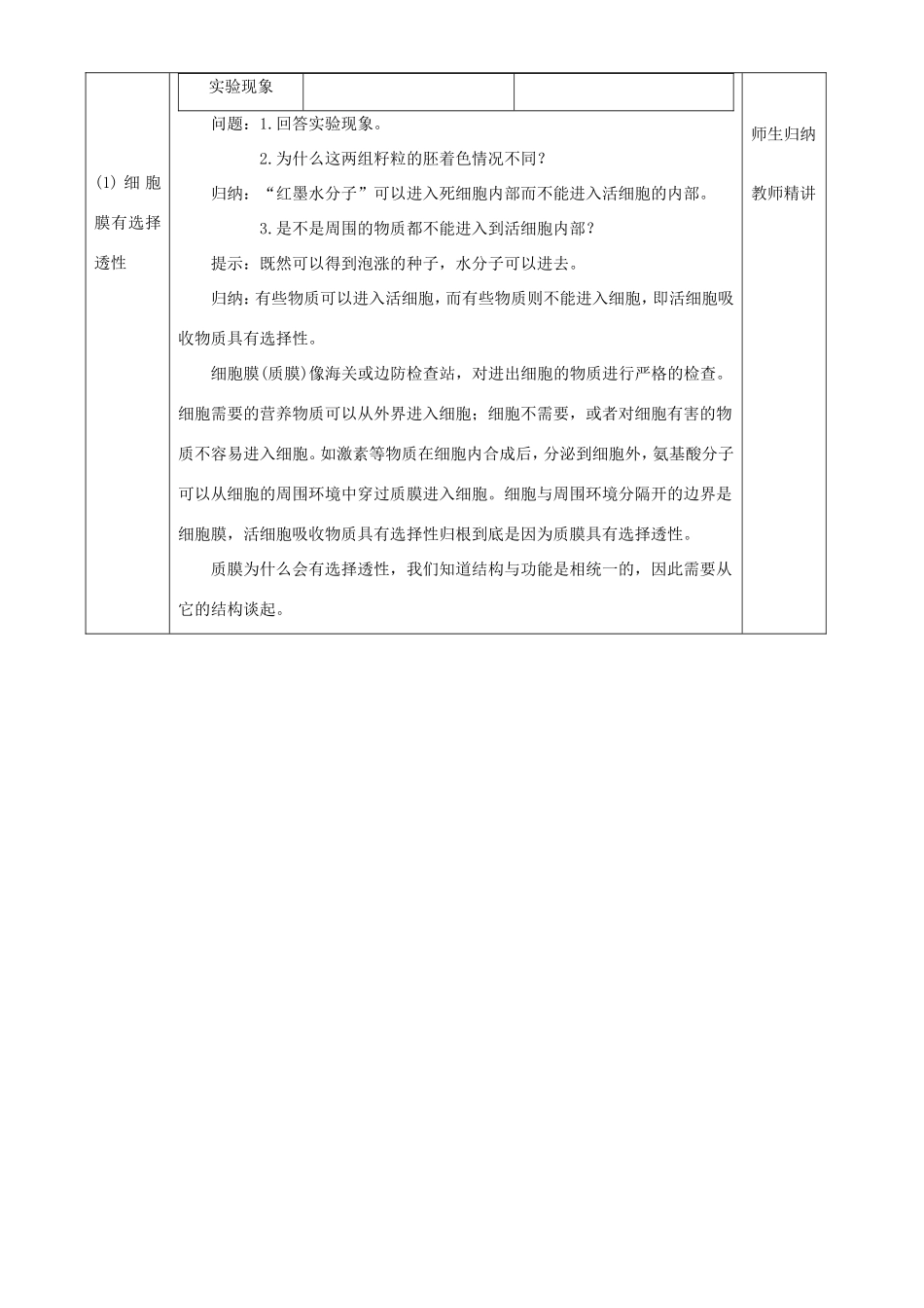 高中生物 细胞膜和细胞壁6教案 浙科版必修1-浙科版高中必修1生物教案_第3页