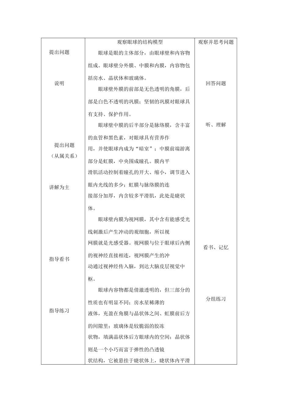 七年级生物下册 第12章 第2节《感受器和感觉器官（第1课时）》教案 北师大版_第2页