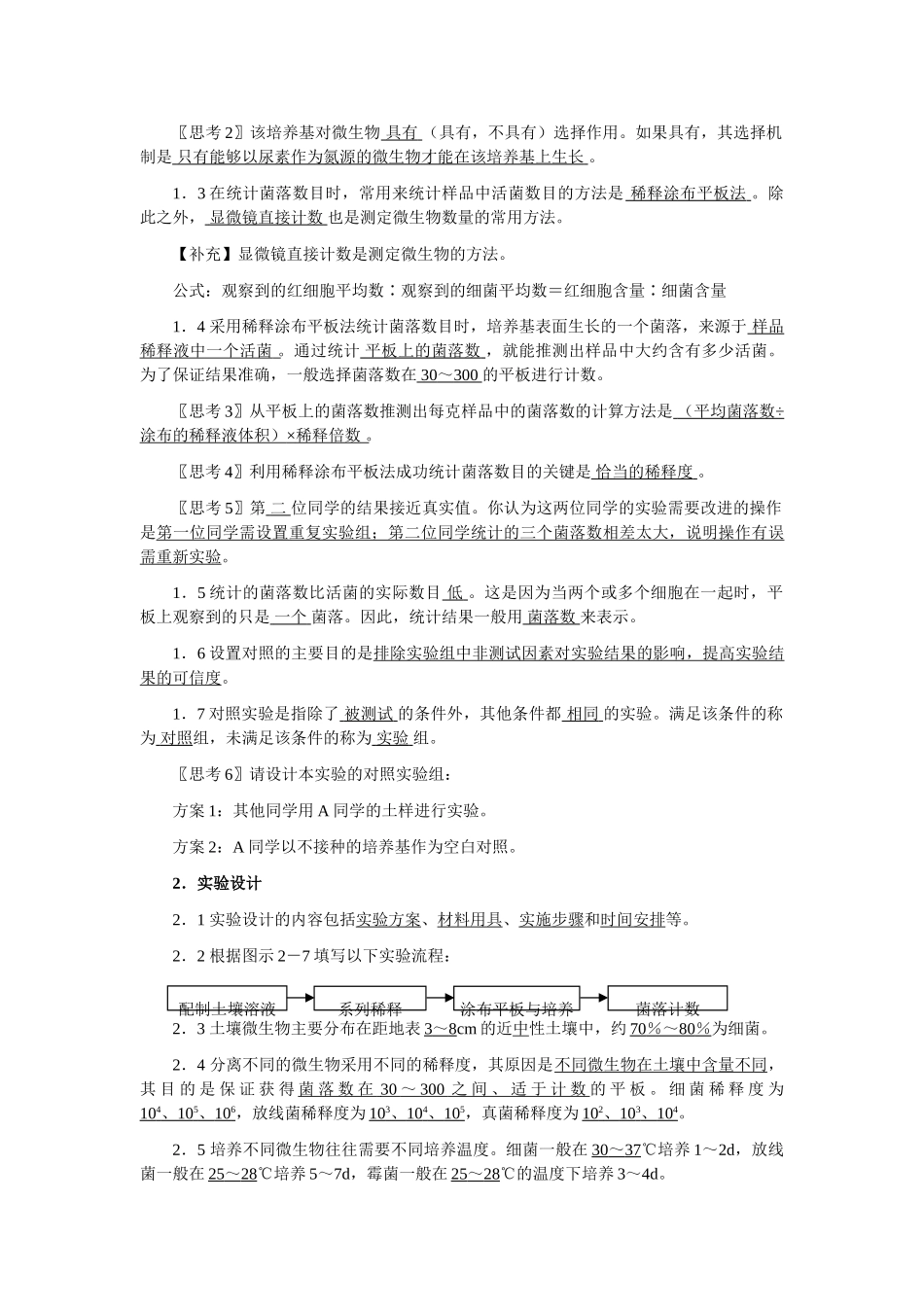 高中生物《土壤中分解尿素的细菌的分离与计数》教案5 新人教版选修1_第2页