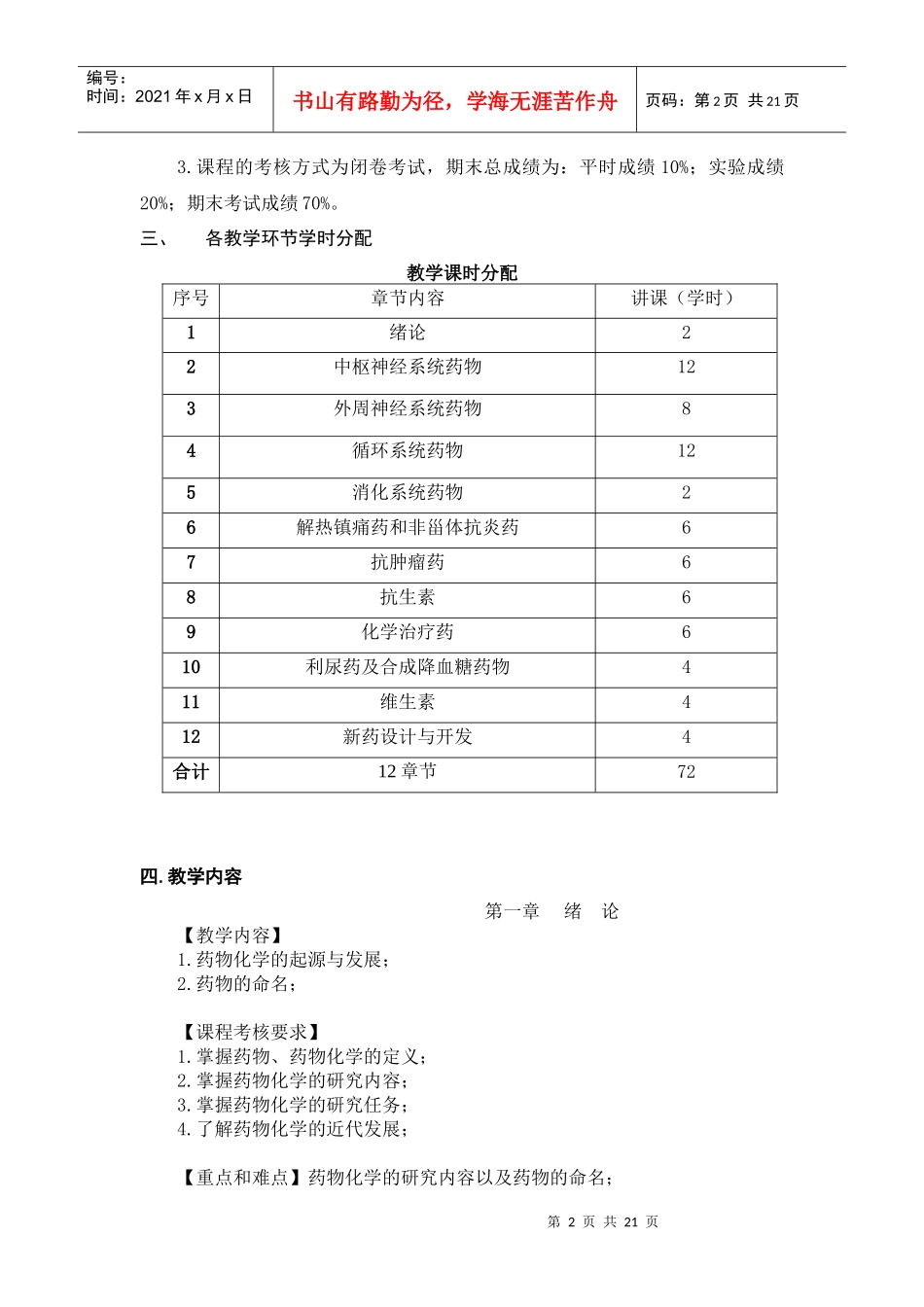 《药物化学》教学大纲_第2页