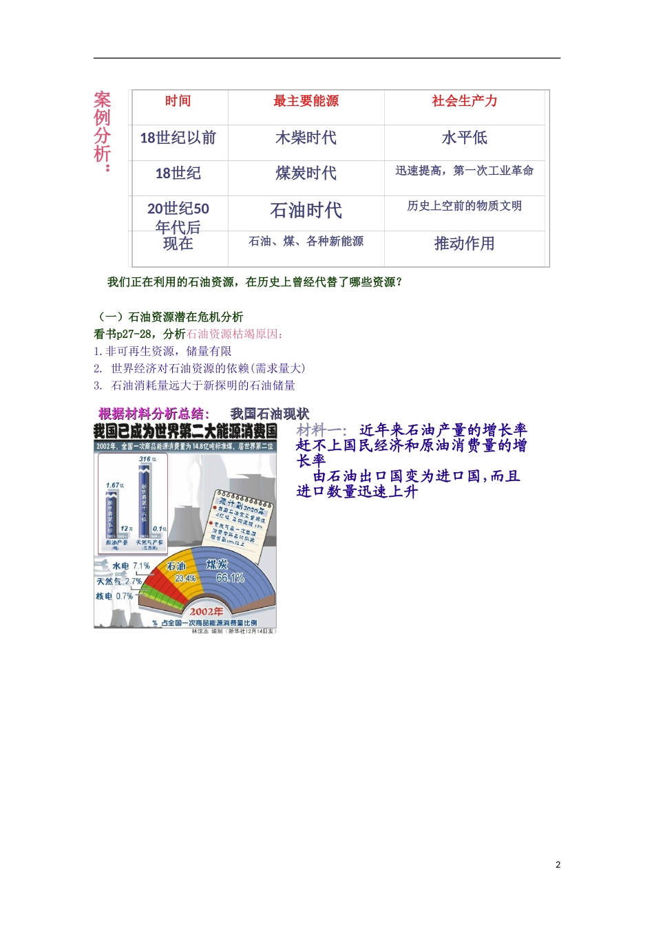 高二地理 2.2《非可再生资源的利用与保护》教案 湘教版选修6_第2页