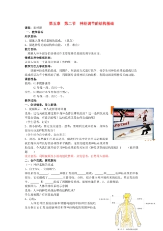 七年级生物下册 3.5.2 神经调节的结构基础教案2 济南版