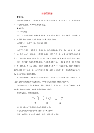 九年级数学上册《相似的图形》教案1 华东师大版