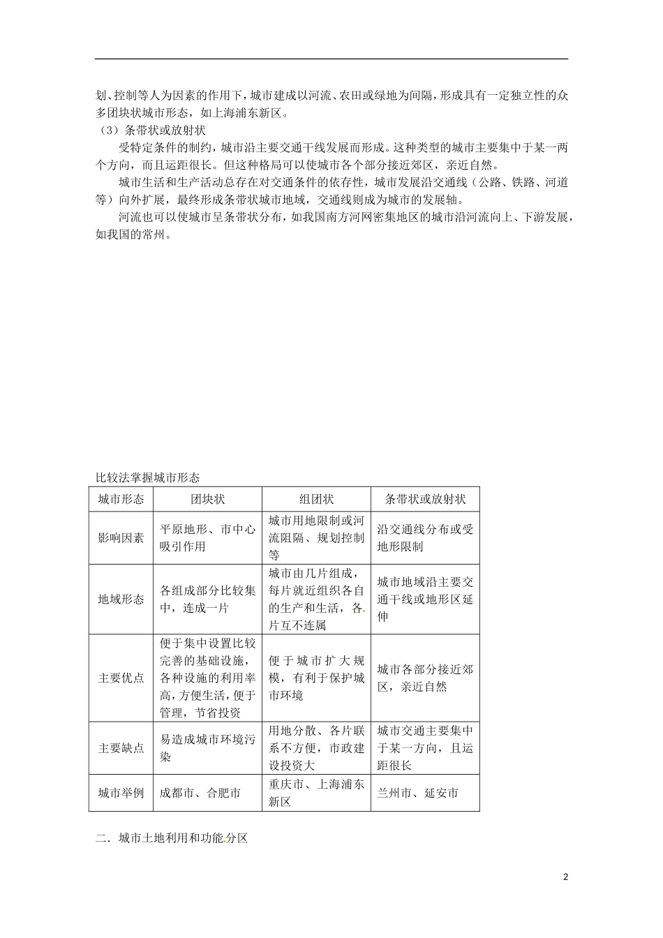 高中地理 2.1城市内部空间结构教案 中图版必修2_第2页