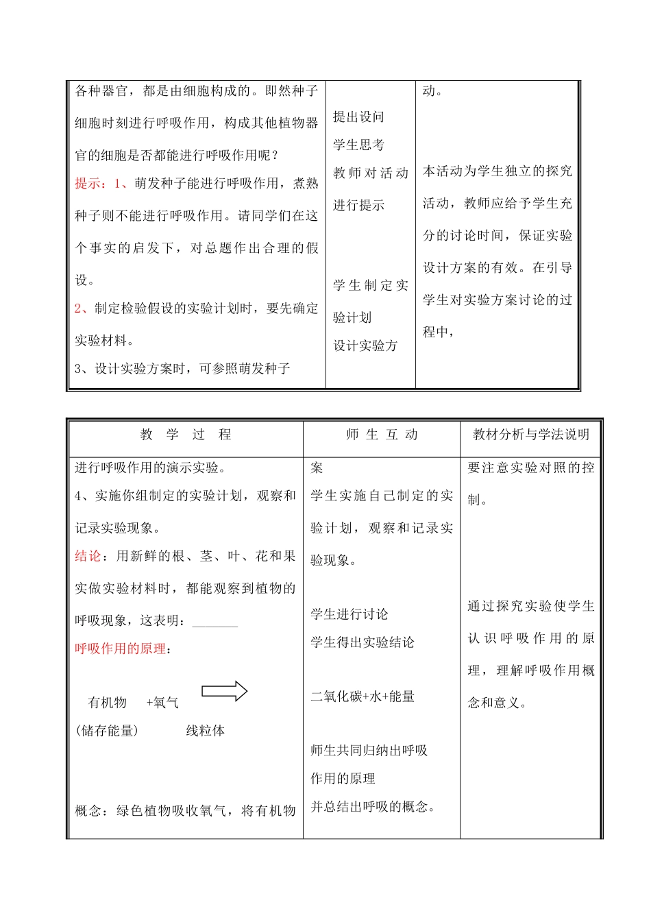 七年级生物上册 3.5.2呼吸作用教案（二） 北师大版_第2页