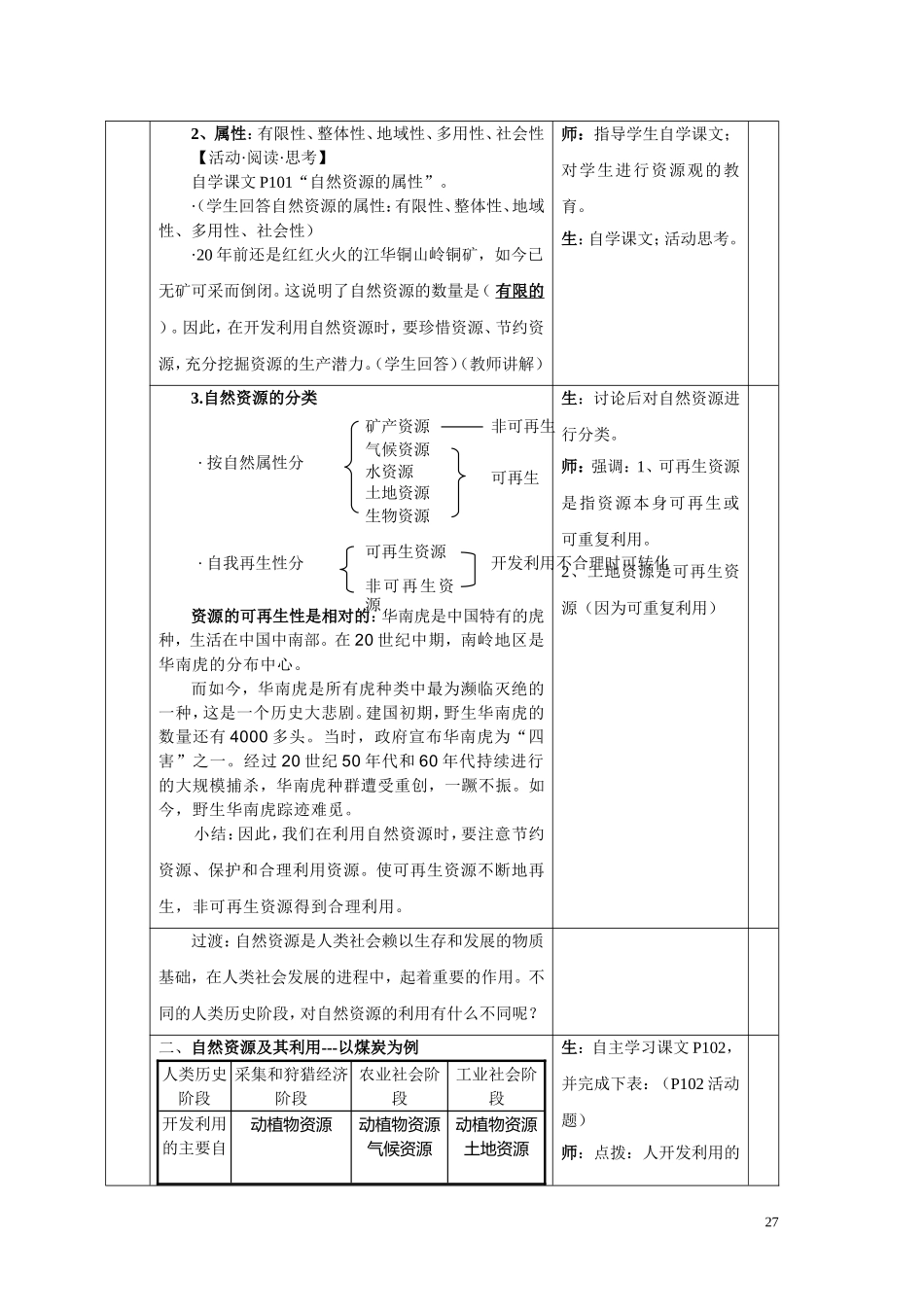 高中地理第四章第三节 自然资源与人类活动教案湘教版必修I_第3页