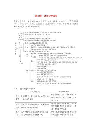 （江苏专版）高考政治一轮复习 第二单元 生产、劳动与经营 第5课 企业与劳动者讲义 新人教版必修1-新人教版高三必修1政治教案