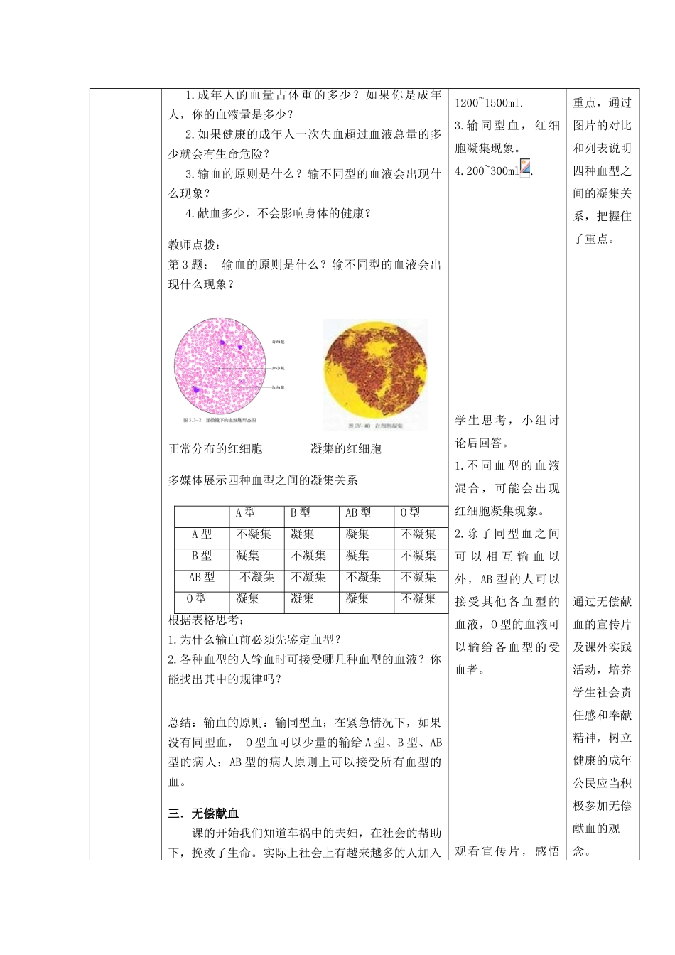 -七年级生物下册 3.3.1 物质运输的载体优秀教案 （新版）济南版-（新版）济南版初中七年级下册生物教案_第3页