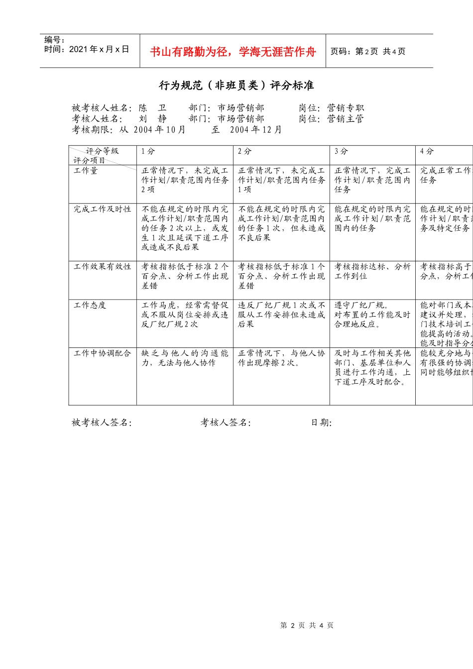 上海市电力公司市区供电公司营销专职行为规范考评表_第2页