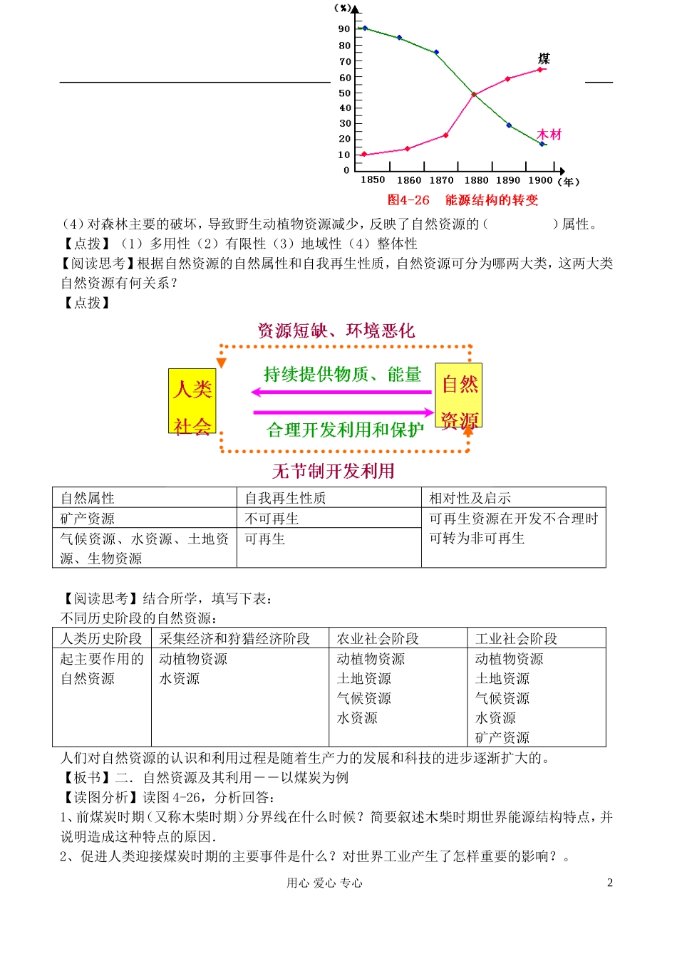 高中地理 4.3 自然资源与人类活动教案 湘教版必修1_第2页