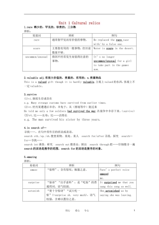 高中英语 unit 1《cultural relics-vocabulary and useful expressions》教案 新人教版必修2
