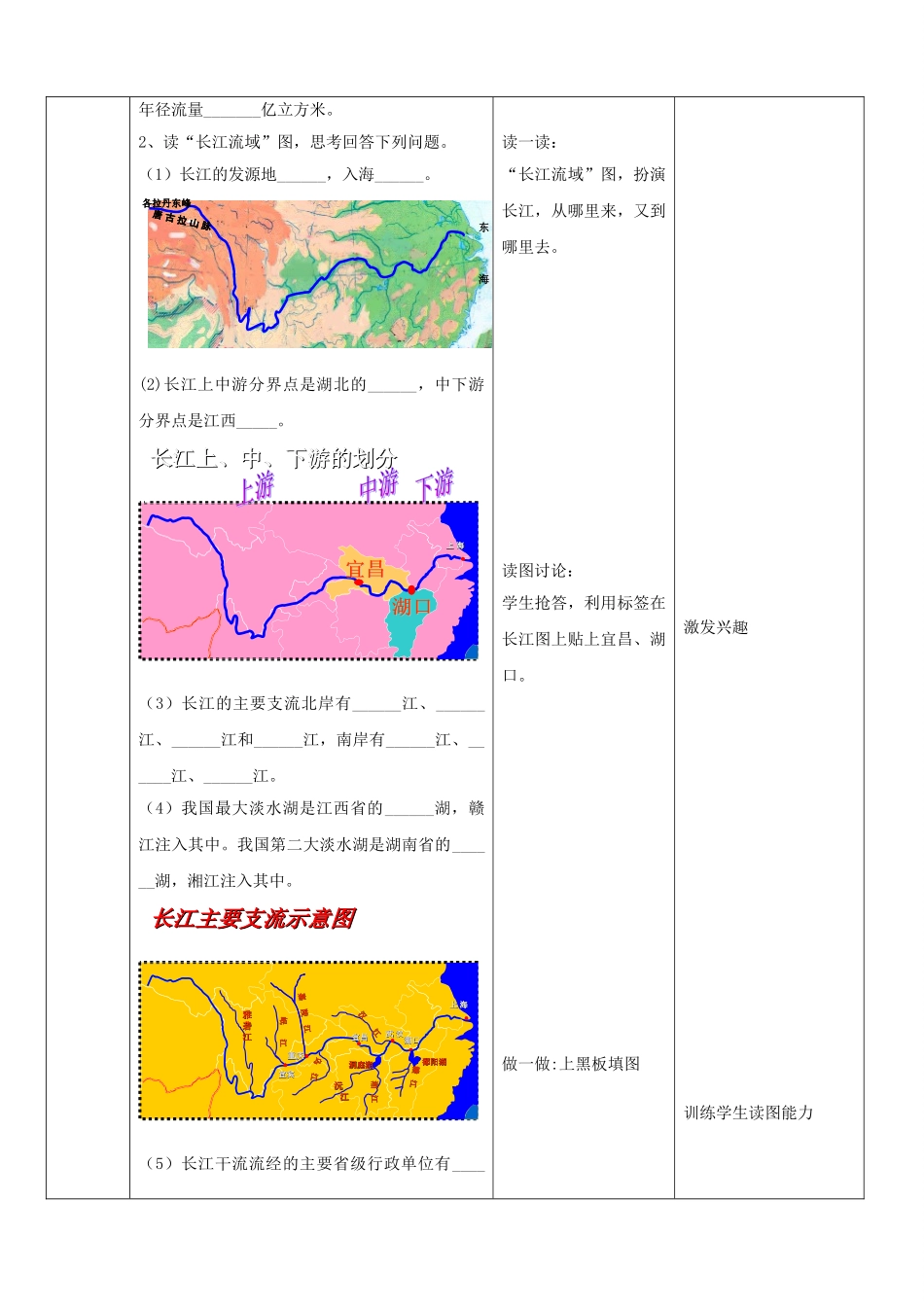 山东省枣庄市峄城区吴林街道中学八年级地理上册《2.5 长江（第一课时）》教案  新人教版_第2页