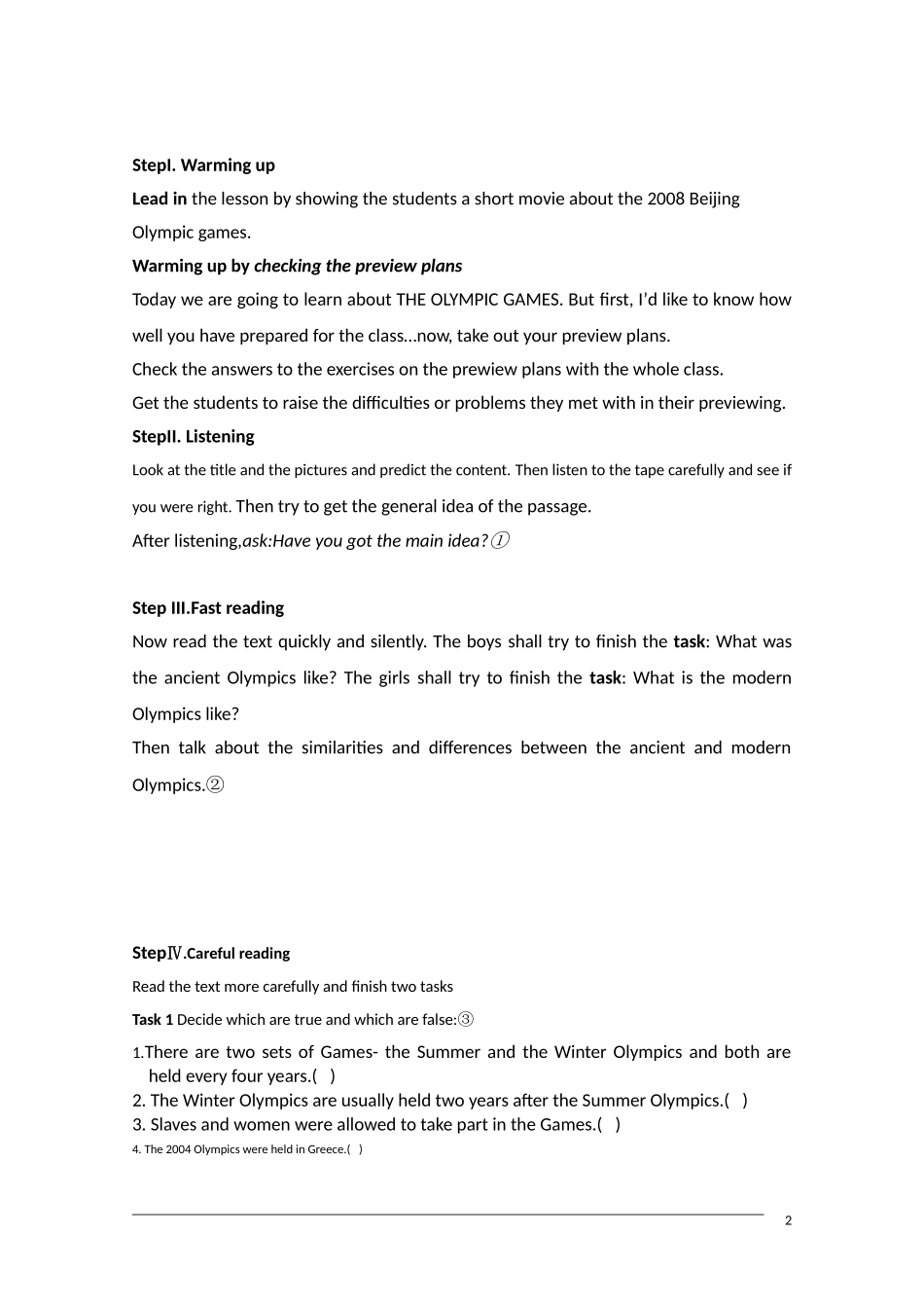 高中英语 unit2《the Olympic games—warming up and reading》教案新人教版必修2_第2页