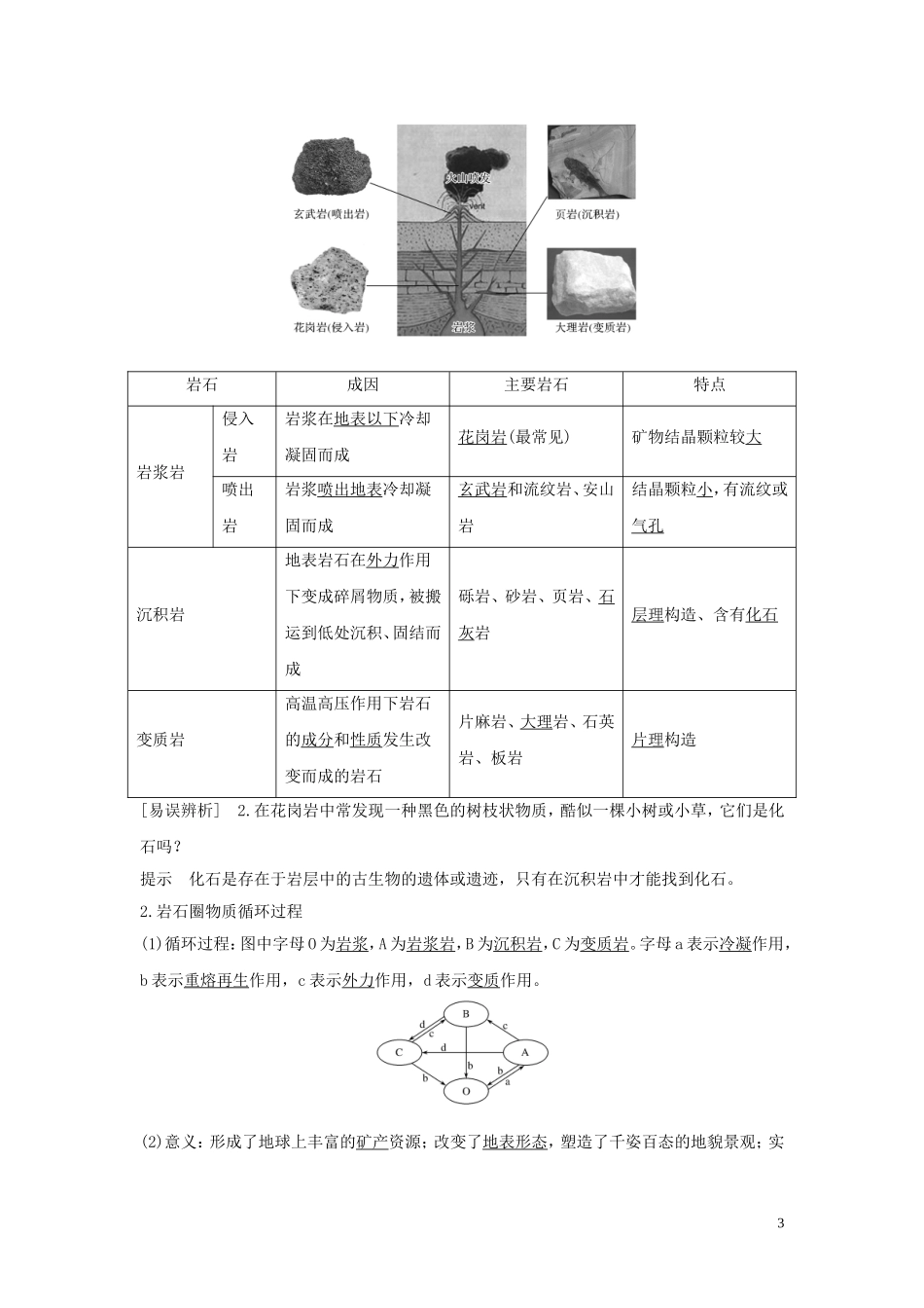 （四川专用）高考地理一轮复习 第二单元 地球表面形态 第6讲 地球的圈层结构与岩石圈物质循环教案（含解析）新人教版-新人教版高三全册地理教案_第3页