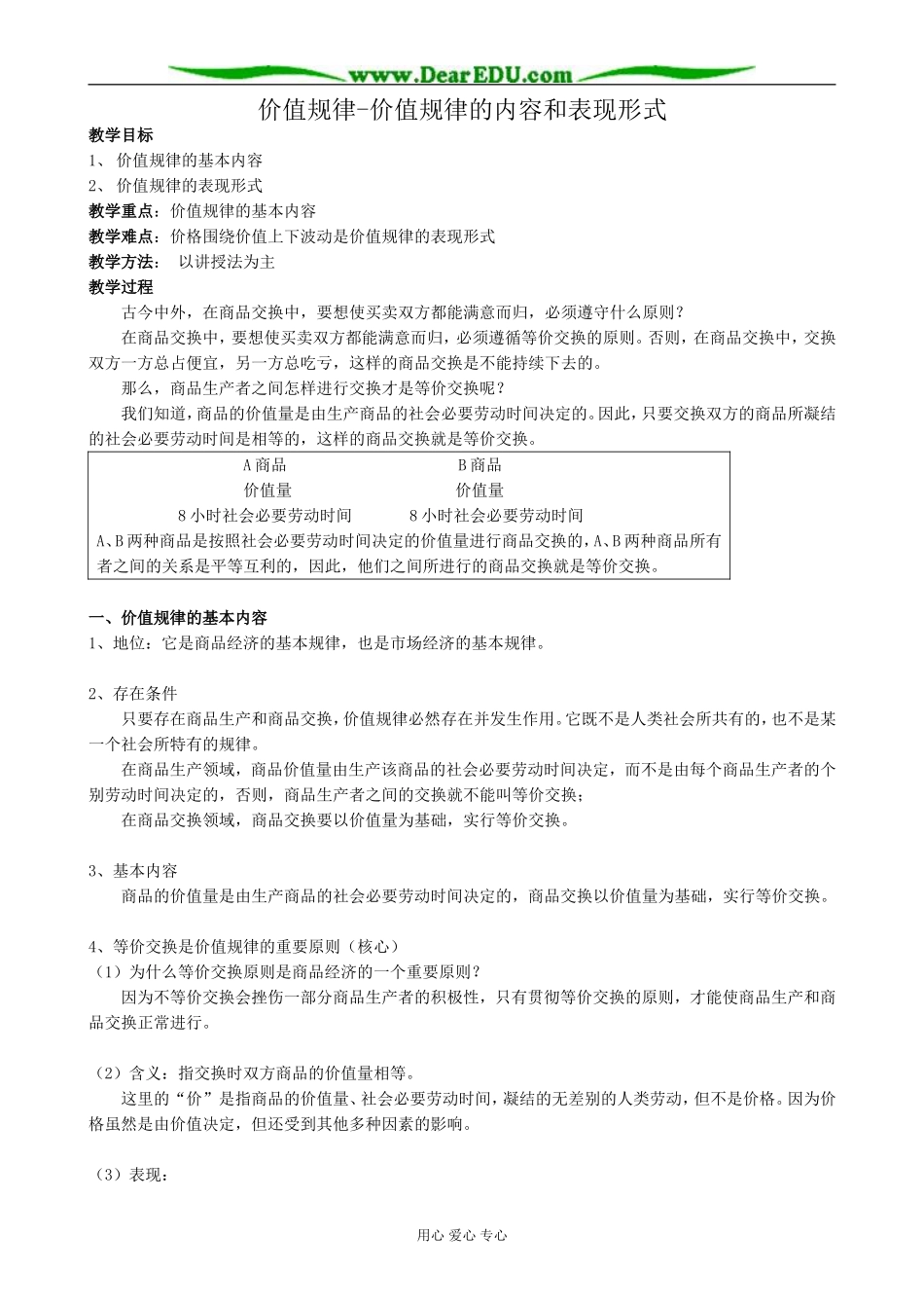 高一政治上册价值规律-价值规律的内容和表现形式_第1页