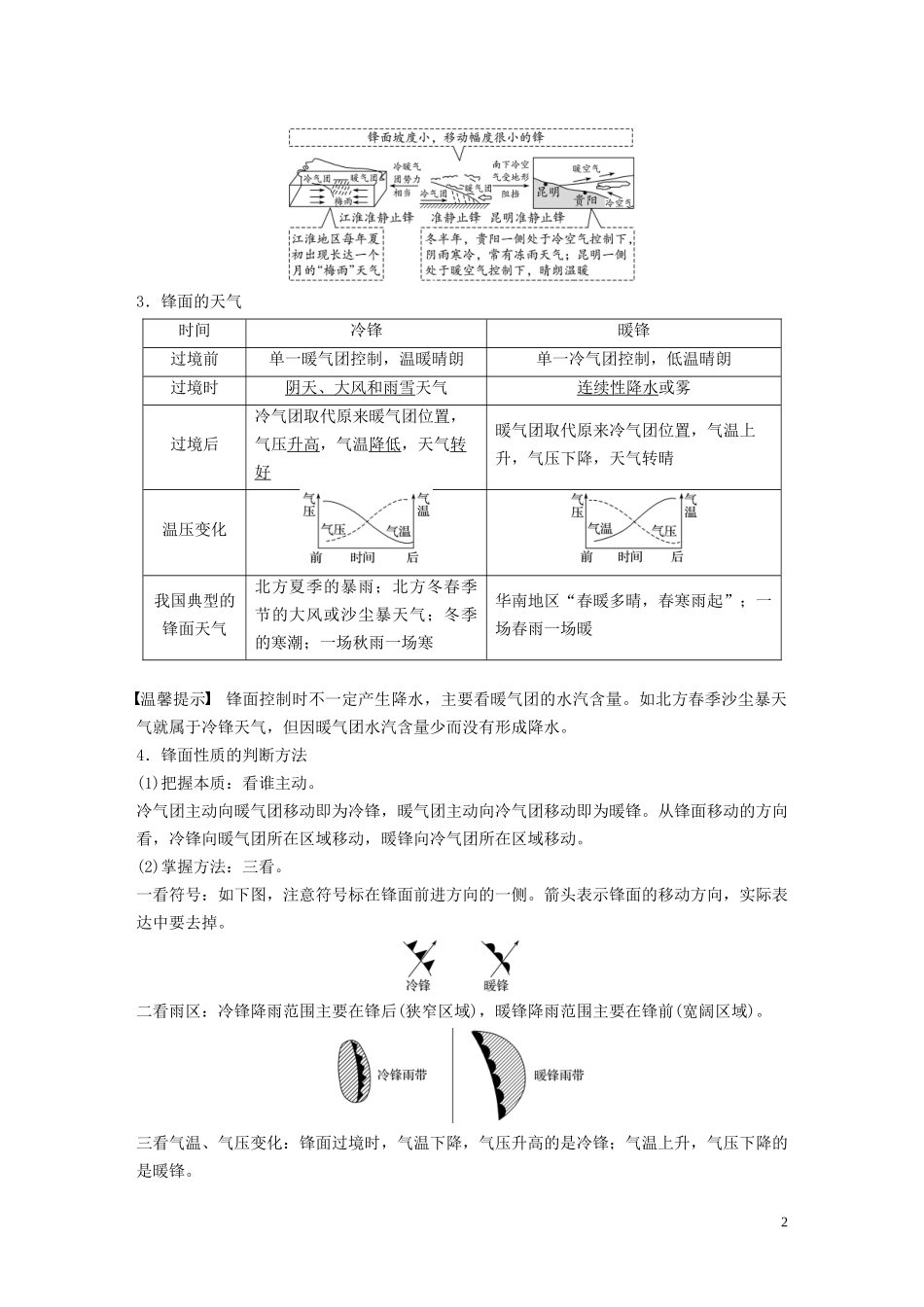（鲁京津琼）高考地理大一轮复习 第三章 地球上的大气 第9讲 常见天气系统教案（含解析）新人教版必修1-新人教版高三必修1地理教案_第2页