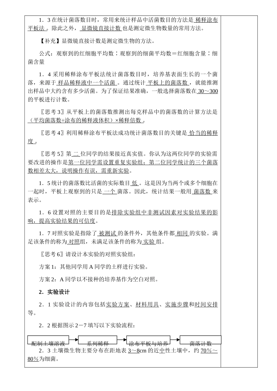 高中生物《土壤中分解尿素的细菌的分离与计数》教案2 新人教版选修1_第2页