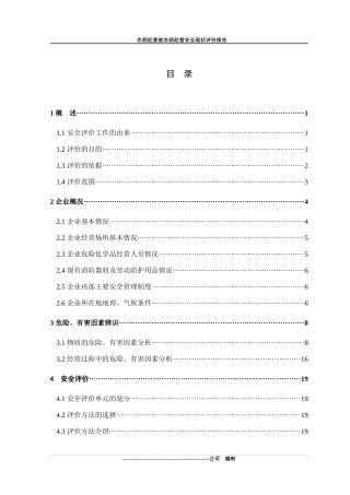 农药经营部安全现状评价报告