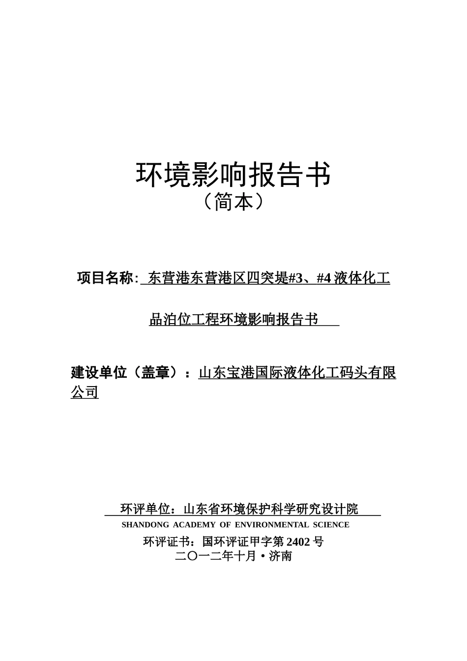 东营宝港液体化工码头项目_第1页