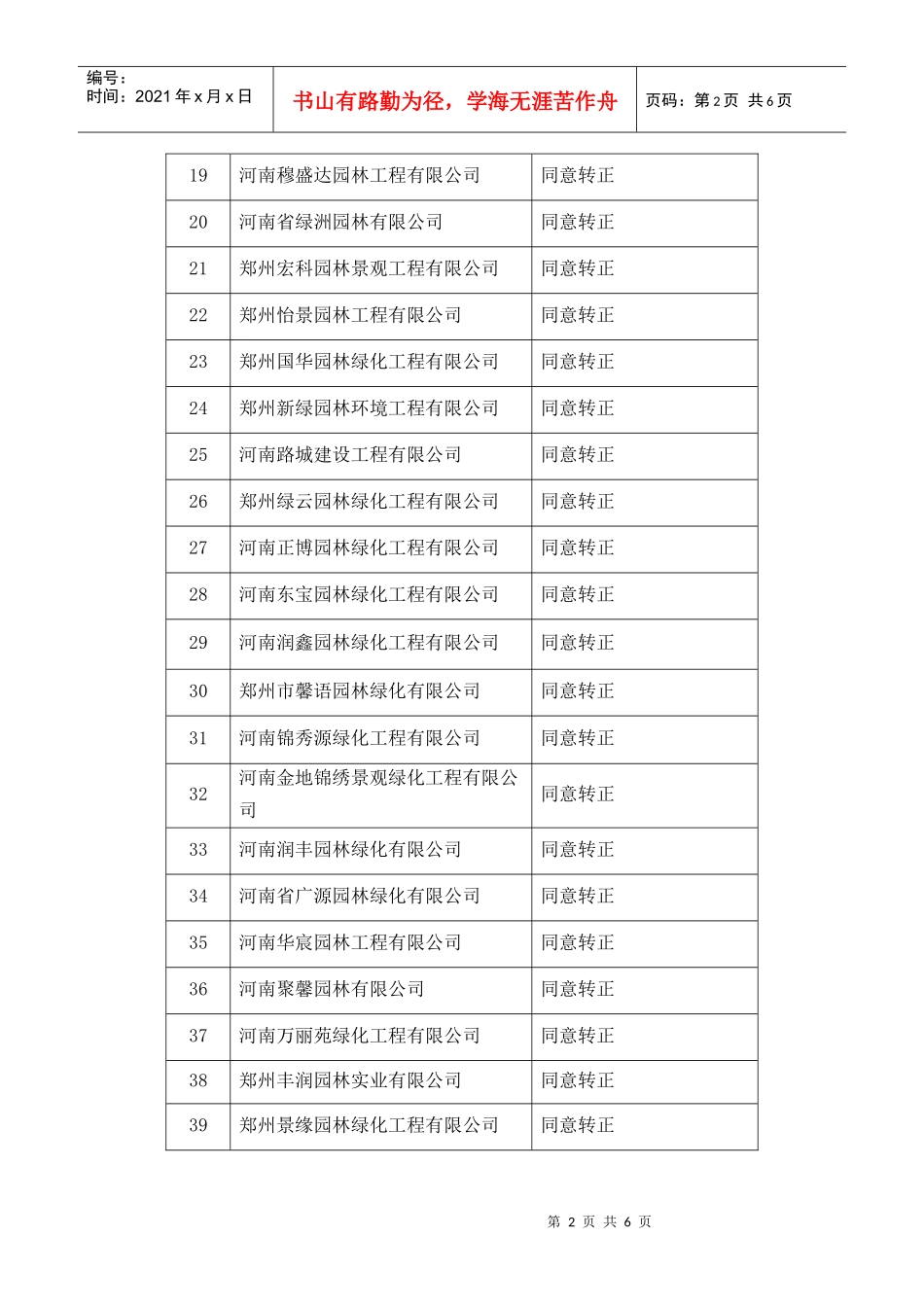 91家城市j 园林绿化企业二级资质转正审查意见表_第2页