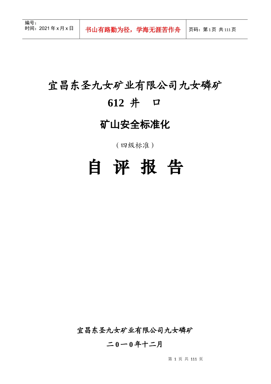 东圣九女矿业安全标准化自评报告_第1页