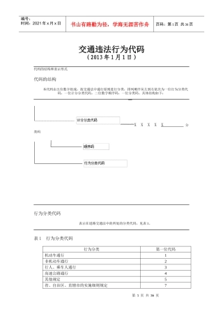 X年新交通违法行为代码机动车