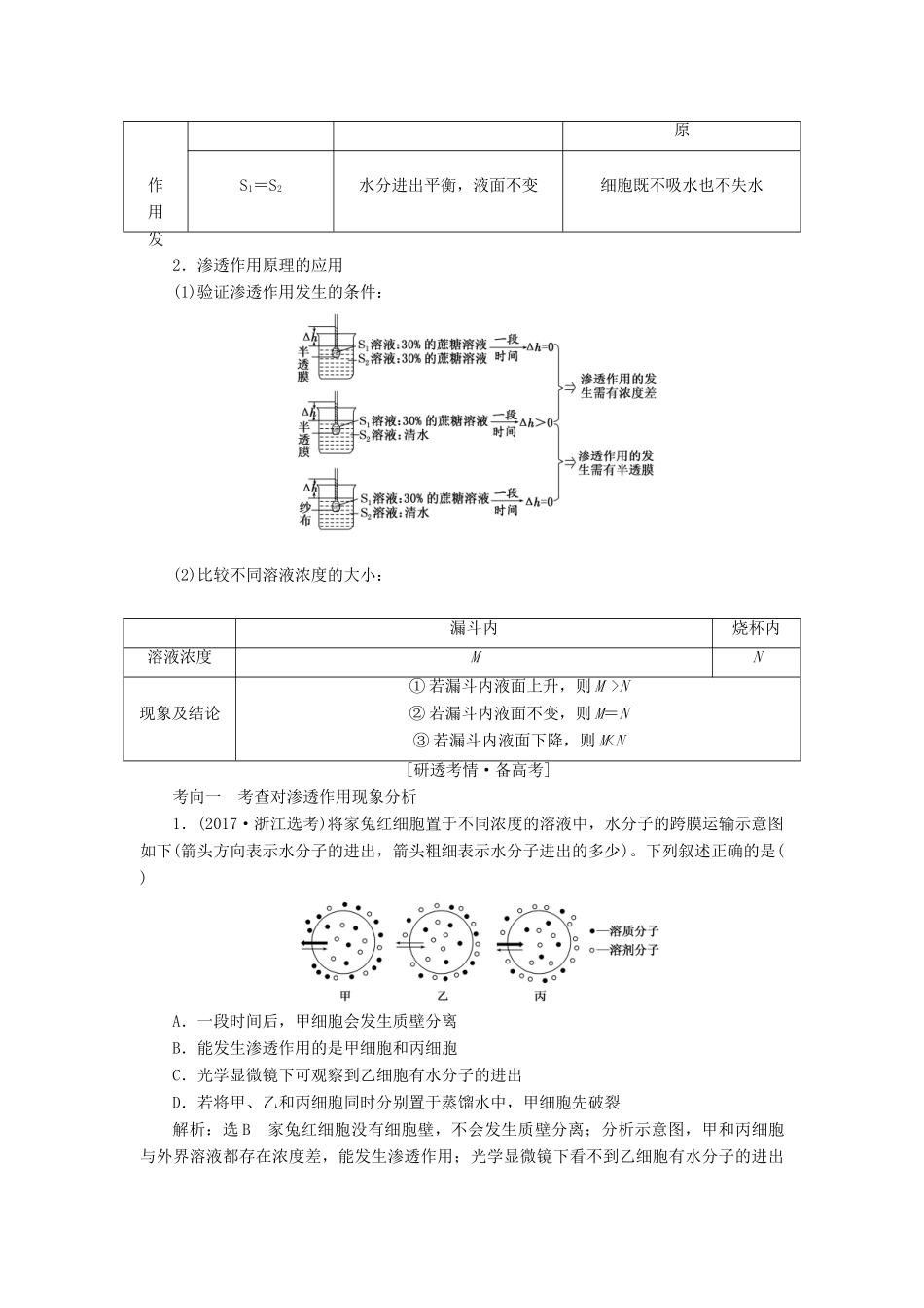 （江苏专版）高考生物一轮复习 第二单元 第3讲 物质跨膜运输的实例和方式讲义（含解析）（必修1）-人教版高三必修1生物教案_第2页