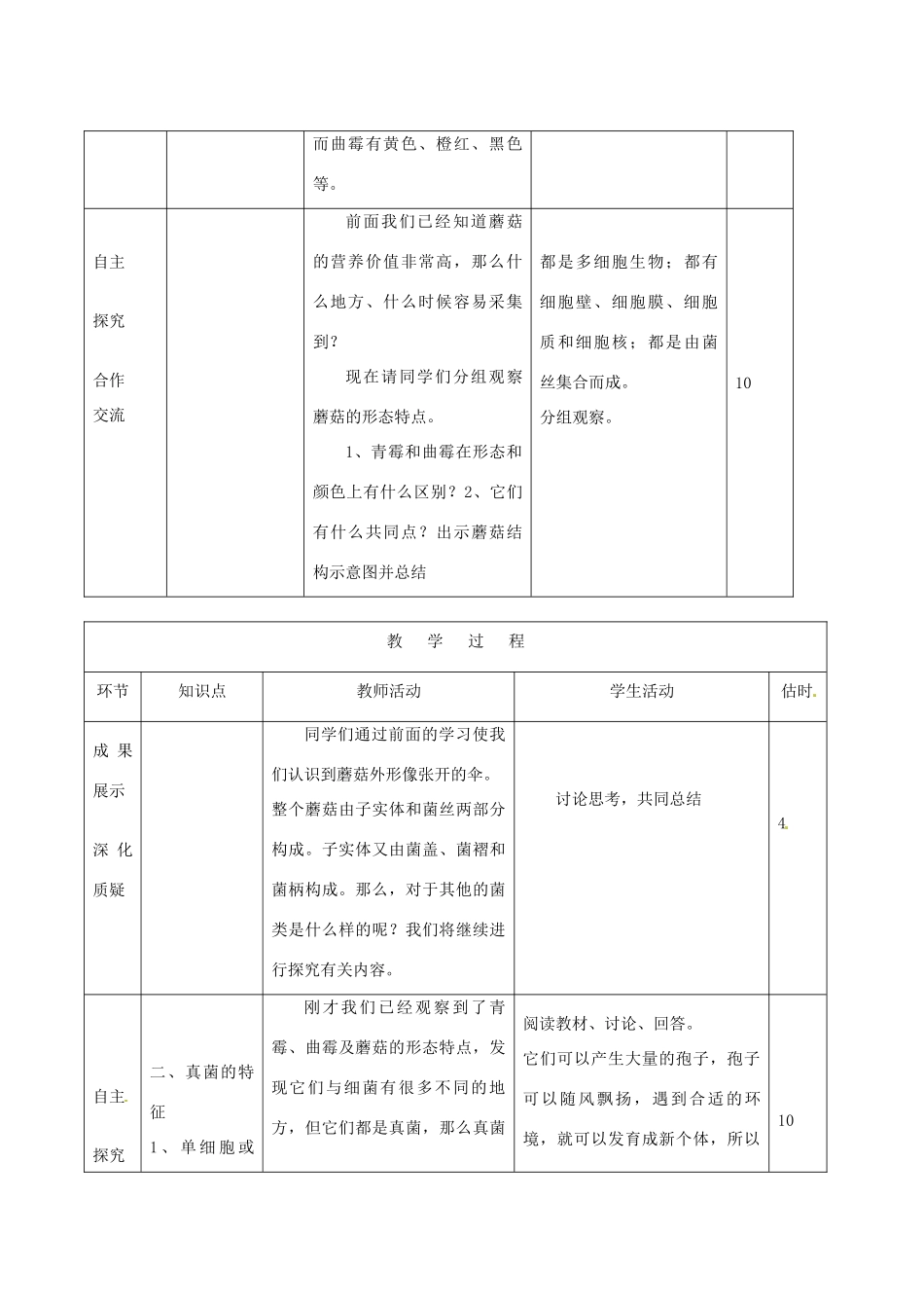 山东省临沭县第三初级中学八年级生物上册《真菌》教案 人教新课标版_第3页