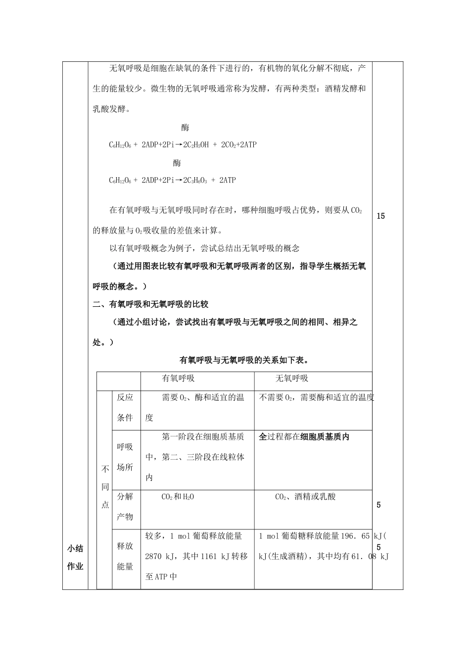 高中生物《ATP的主要来源——细胞呼吸》教案11 新人教版必修1_第2页