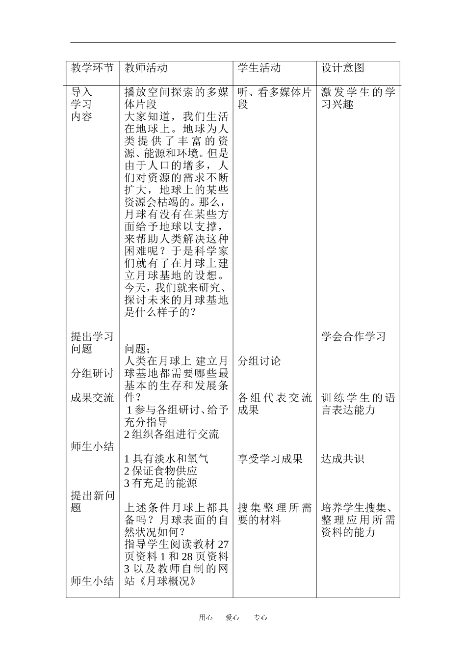 高中地理第一章问题研究月球基地应该是什么样子教学设计（北京新课程培训平谷区）新课标人教版必修1_第2页