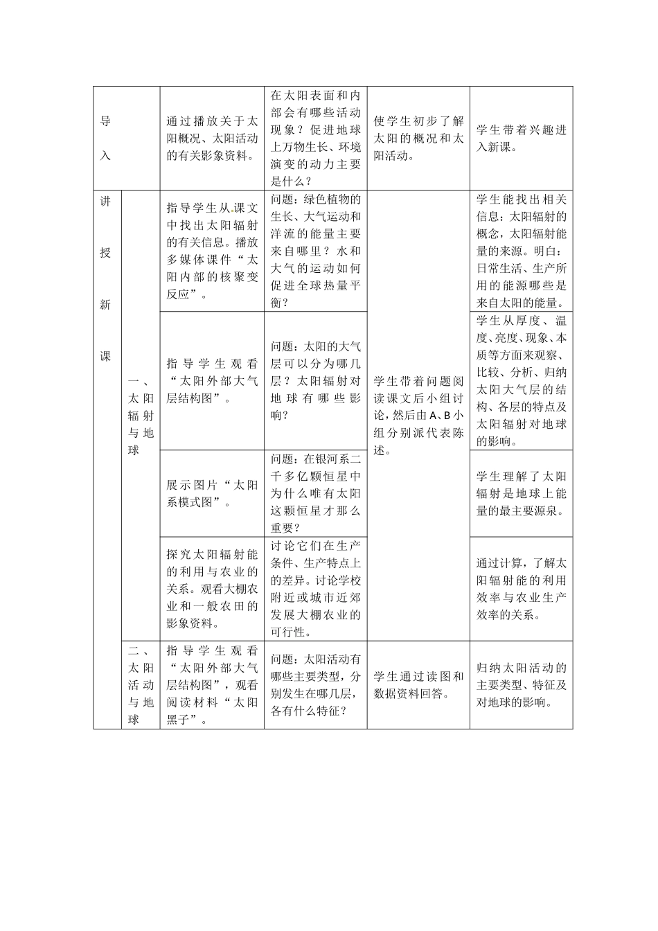 高中地理教案1.2太阳对地球的影响新人教版中图版新课标必修1_第3页