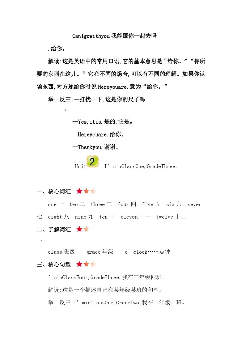 人教精通版英语三年级下册全册单元知识点归纳与整理_第3页