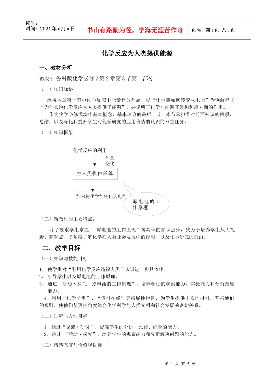 化学反应为人类提供能源_第1页