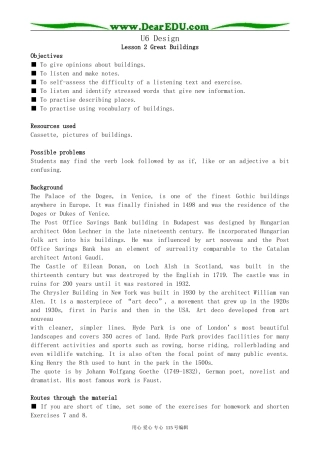 北师大版高中英语必修2U6 Design--Lesson 2 Great Buildings