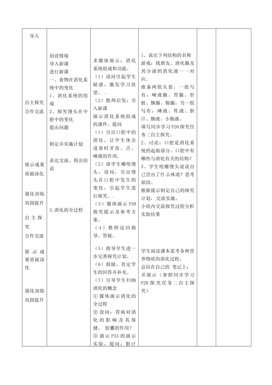 山东省临沭县第三初级中学七年级生物下册《4.2.2消化和吸收》教案 新人教版_第3页