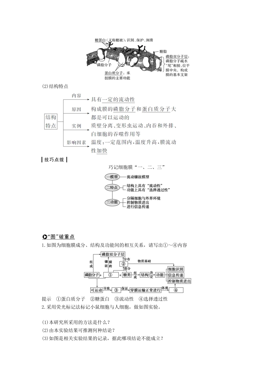 高考生物一轮复习 第三单元 细胞的新陈代谢 第5讲 细胞的物质运输功能教案 中图版-中图版高三全册生物教案_第2页