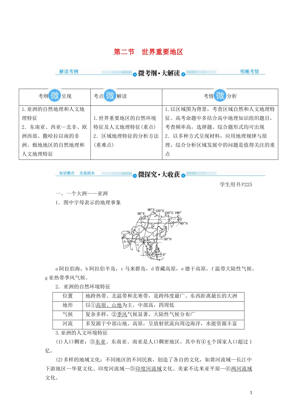 高考地理总复习 第十七章 世界地理 第二节 世界重要地区讲义（含解析）新人教版-新人教版高三全册地理教案_第1页