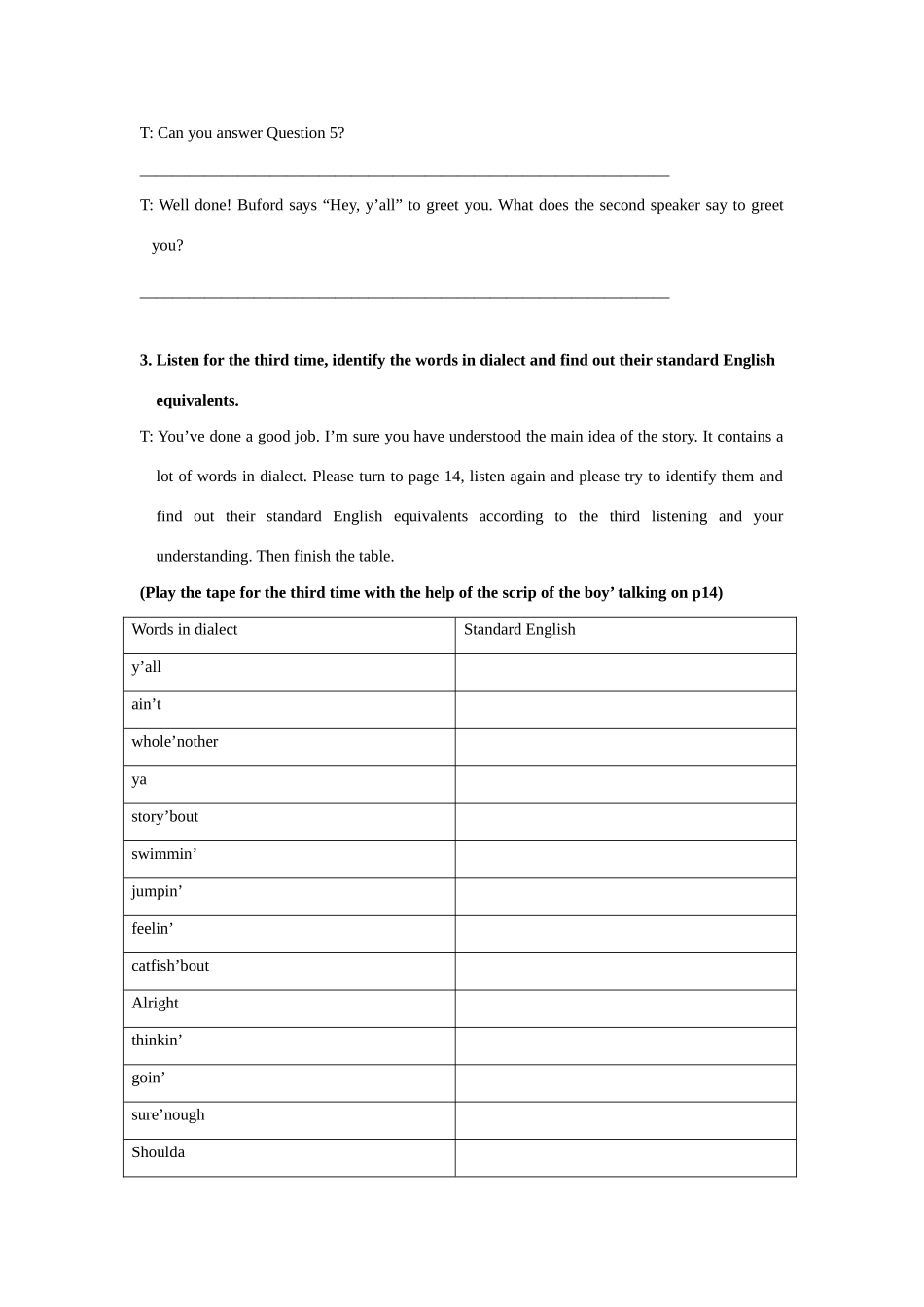 高中英语 Unit 2《English around the World》listening教案 新人教版必修1_第2页