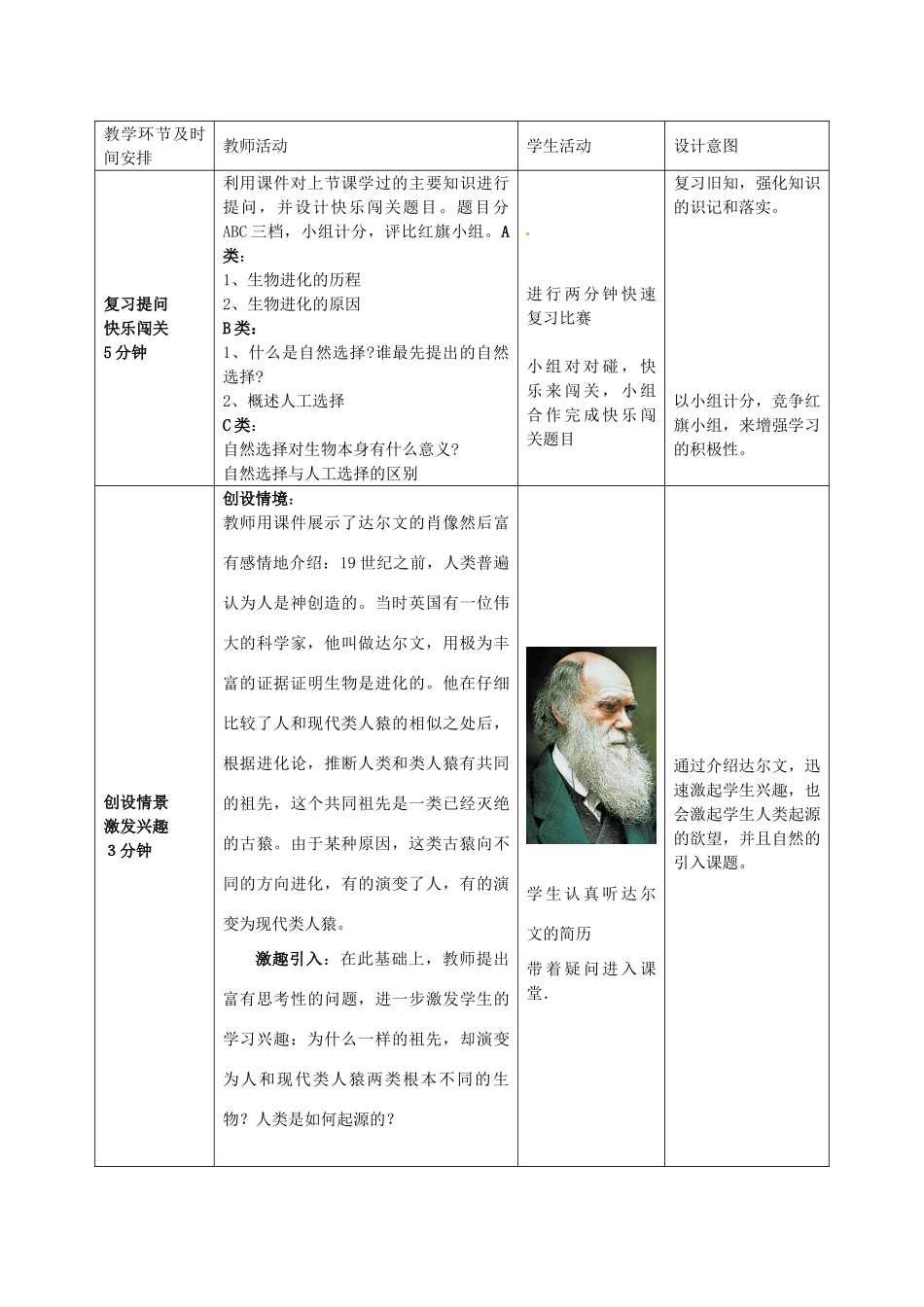 山东省滕州市大坞镇大坞中学八年级生物下册 第五单元 第二章《人类的起源》教案 济南版_第2页