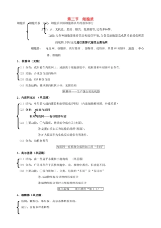福建省建瓯二中高中生物 基础知识 第二章 细胞的结构 第三节 细胞质 新人教版必修1