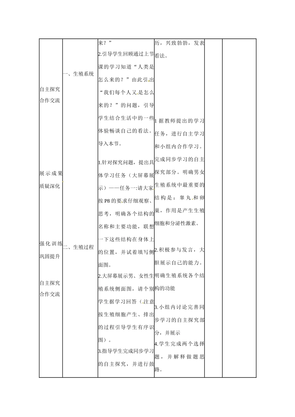 山东省临沭县第三初级中学七年级生物下册 人的生殖教案 新人教版_第2页